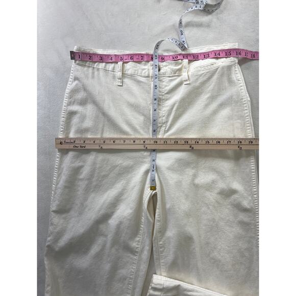 J. Crew Wide Leg Pant Washed Canvas White Pearl Women's Size 31 / 12 - Picture 5 of 9